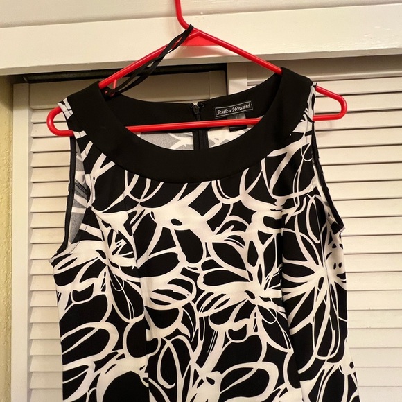 Jessica Howard Black and White Floral Dress with Jacket sz 8 2 Peice Set - Picture 5 of 12